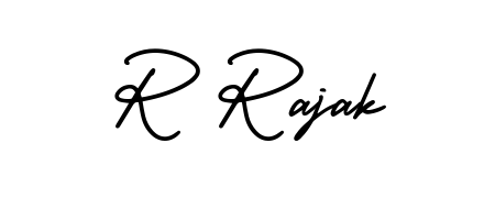 A classic penmanship look for R Rajak. The AmerikaSignatureDemo-Regular font brings timeless elegance and confidence to every signed document. R Rajak signature style 3 images and pictures png