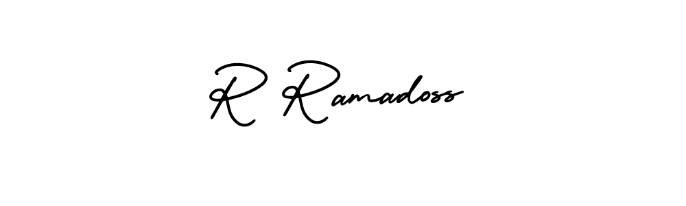 You should practise on your own different ways (AmerikaSignatureDemo-Regular) to write your name (R Ramadoss) in signature. don't let someone else do it for you. R Ramadoss signature style 3 images and pictures png