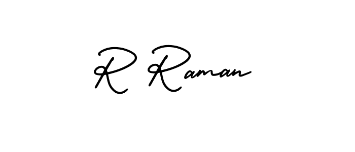 The best way (AmerikaSignatureDemo-Regular) to make a short signature is to pick only two or three words in your name. The name R Raman include a total of six letters. For converting this name. R Raman signature style 3 images and pictures png