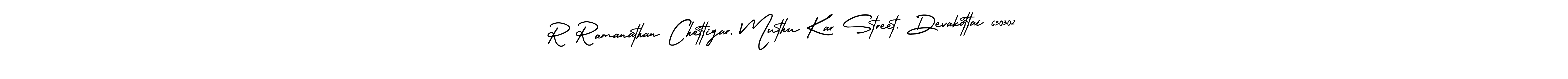 Design your own signature with our free online signature maker. With this signature software, you can create a handwritten (AmerikaSignatureDemo-Regular) signature for name R Ramanathan Chettiyar, Muthu Kar Street, Devakottai 630302. R Ramanathan Chettiyar, Muthu Kar Street, Devakottai 630302 signature style 3 images and pictures png