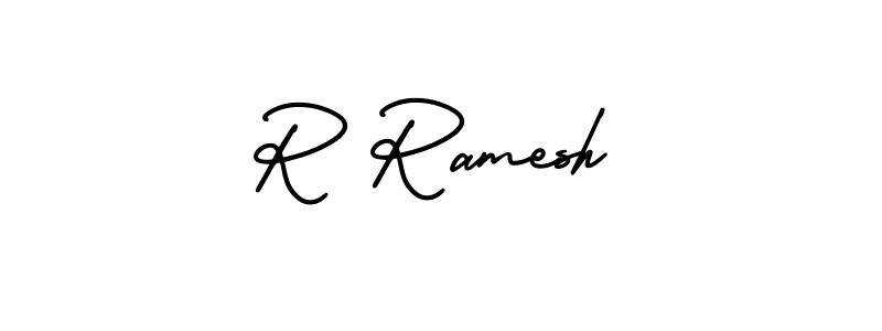 Use a signature maker to create a handwritten signature online. With this signature software, you can design (AmerikaSignatureDemo-Regular) your own signature for name R Ramesh. R Ramesh signature style 3 images and pictures png