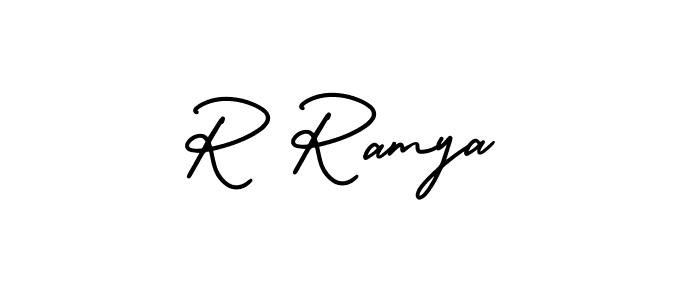 Create a beautiful signature design for name R Ramya. With this signature (AmerikaSignatureDemo-Regular) fonts, you can make a handwritten signature for free. R Ramya signature style 3 images and pictures png