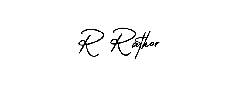 The best way (AmerikaSignatureDemo-Regular) to make a short signature is to pick only two or three words in your name. The name R Rathor include a total of six letters. For converting this name. R Rathor signature style 3 images and pictures png