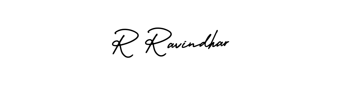 How to make R Ravindhar name signature. Use AmerikaSignatureDemo-Regular style for creating short signs online. This is the latest handwritten sign. R Ravindhar signature style 3 images and pictures png