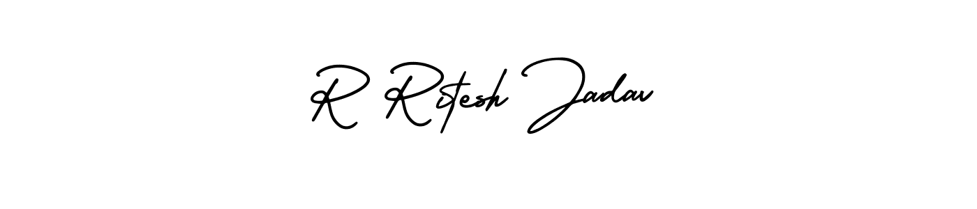 AmerikaSignatureDemo-Regular is a professional signature style that is perfect for those who want to add a touch of class to their signature. It is also a great choice for those who want to make their signature more unique. Get R Ritesh Jadav name to fancy signature for free. R Ritesh Jadav signature style 3 images and pictures png