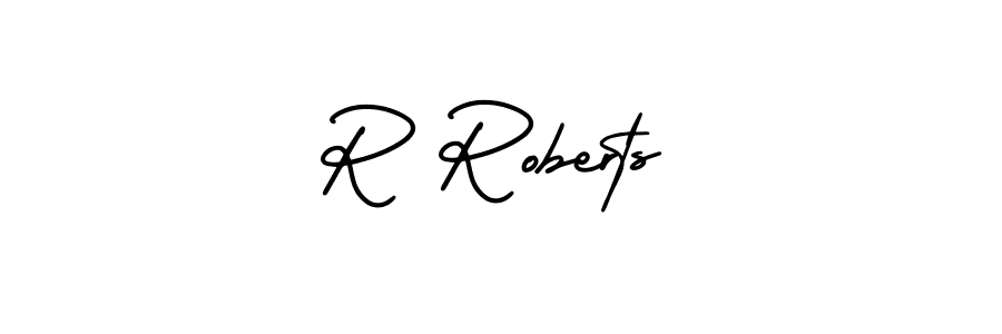 Use a signature maker to create a handwritten signature online. With this signature software, you can design (AmerikaSignatureDemo-Regular) your own signature for name R Roberts. R Roberts signature style 3 images and pictures png