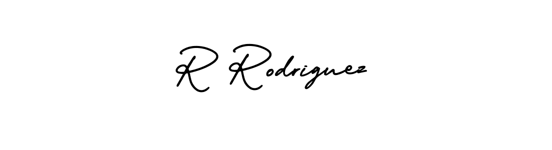 Use a signature maker to create a handwritten signature online. With this signature software, you can design (AmerikaSignatureDemo-Regular) your own signature for name R Rodriguez. R Rodriguez signature style 3 images and pictures png