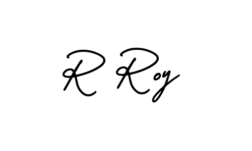 How to make R Roy name signature. Use AmerikaSignatureDemo-Regular style for creating short signs online. This is the latest handwritten sign. R Roy signature style 3 images and pictures png