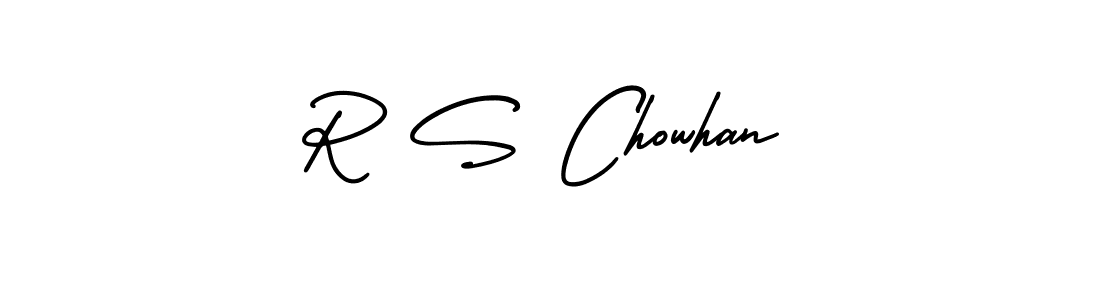 How to make R S Chowhan name signature. Use AmerikaSignatureDemo-Regular style for creating short signs online. This is the latest handwritten sign. R S Chowhan signature style 3 images and pictures png