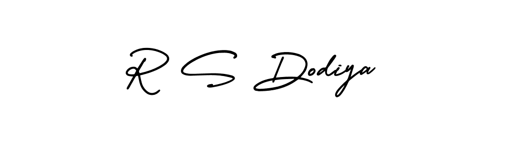 How to make R S Dodiya name signature. Use AmerikaSignatureDemo-Regular style for creating short signs online. This is the latest handwritten sign. R S Dodiya signature style 3 images and pictures png