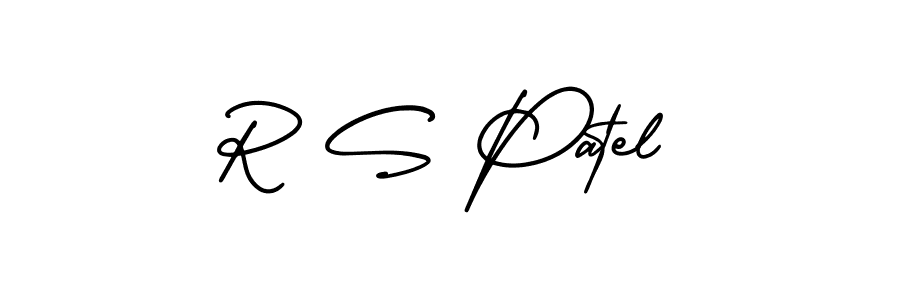 This is the best signature style for the R S Patel name. Also you like these signature font (AmerikaSignatureDemo-Regular). Mix name signature. R S Patel signature style 3 images and pictures png