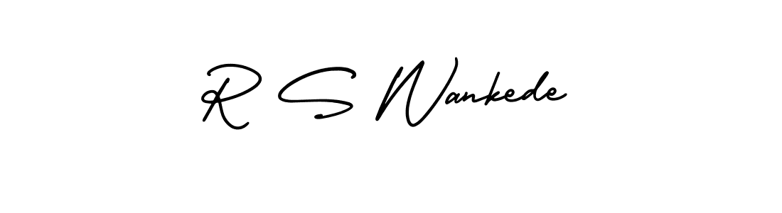 How to make R S Wankede name signature. Use AmerikaSignatureDemo-Regular style for creating short signs online. This is the latest handwritten sign. R S Wankede signature style 3 images and pictures png