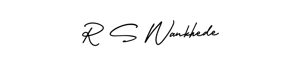 How to make R S Wankhede name signature. Use AmerikaSignatureDemo-Regular style for creating short signs online. This is the latest handwritten sign. R S Wankhede signature style 3 images and pictures png