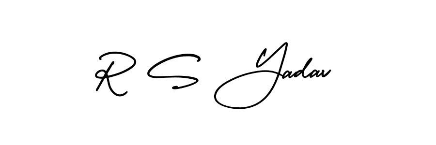 You should practise on your own different ways (AmerikaSignatureDemo-Regular) to write your name (R S Yadav) in signature. don't let someone else do it for you. R S Yadav signature style 3 images and pictures png