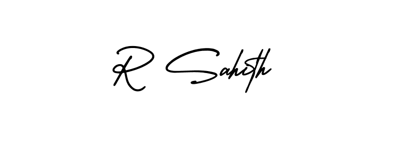How to Draw R Sahith signature style? AmerikaSignatureDemo-Regular is a latest design signature styles for name R Sahith. R Sahith signature style 3 images and pictures png