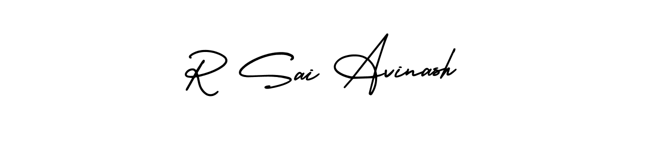 This is the best signature style for the R Sai Avinash name. Also you like these signature font (AmerikaSignatureDemo-Regular). Mix name signature. R Sai Avinash signature style 3 images and pictures png