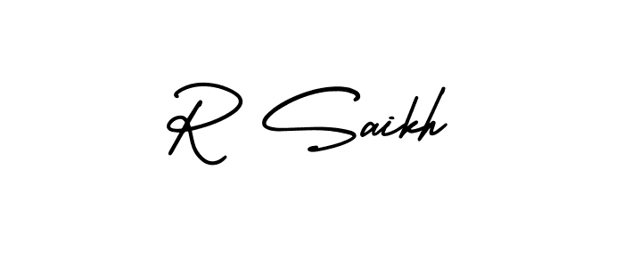 if you are searching for the best signature style for your name R Saikh. so please give up your signature search. here we have designed multiple signature styles  using AmerikaSignatureDemo-Regular. R Saikh signature style 3 images and pictures png