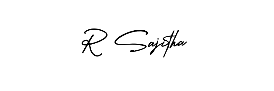 Similarly AmerikaSignatureDemo-Regular is the best handwritten signature design. Signature creator online .You can use it as an online autograph creator for name R Sajitha. R Sajitha signature style 3 images and pictures png