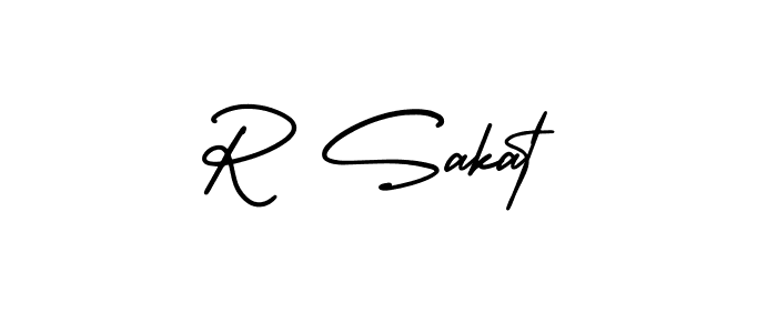 How to make R Sakat name signature. Use AmerikaSignatureDemo-Regular style for creating short signs online. This is the latest handwritten sign. R Sakat signature style 3 images and pictures png