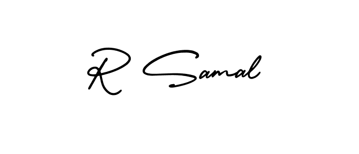 if you are searching for the best signature style for your name R Samal. so please give up your signature search. here we have designed multiple signature styles  using AmerikaSignatureDemo-Regular. R Samal signature style 3 images and pictures png