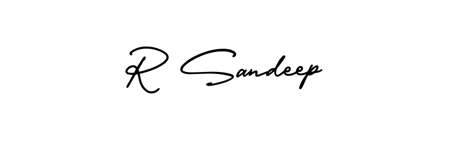 The best way (AmerikaSignatureDemo-Regular) to make a short signature is to pick only two or three words in your name. The name R Sandeep include a total of six letters. For converting this name. R Sandeep signature style 3 images and pictures png