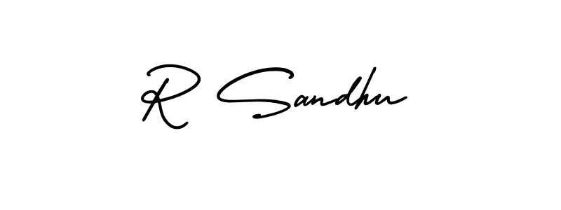 The best way (AmerikaSignatureDemo-Regular) to make a short signature is to pick only two or three words in your name. The name R Sandhu include a total of six letters. For converting this name. R Sandhu signature style 3 images and pictures png