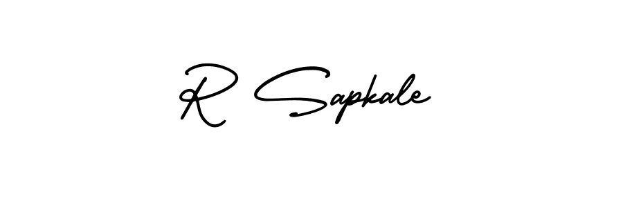 How to make R Sapkale name signature. Use AmerikaSignatureDemo-Regular style for creating short signs online. This is the latest handwritten sign. R Sapkale signature style 3 images and pictures png