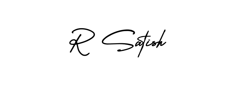 The best way (AmerikaSignatureDemo-Regular) to make a short signature is to pick only two or three words in your name. The name R Satish include a total of six letters. For converting this name. R Satish signature style 3 images and pictures png