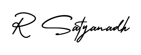A stylish, flowing autograph style designed for name R Satyanadh using AmerikaSignatureDemo-Regular typography. Perfect for digital creative projects. R Satyanadh signature style 3 images and pictures png