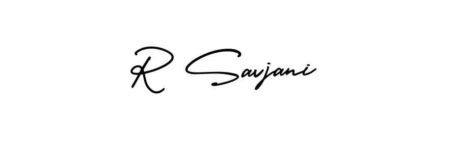 How to Draw R Savjani signature style? AmerikaSignatureDemo-Regular is a latest design signature styles for name R Savjani. R Savjani signature style 3 images and pictures png