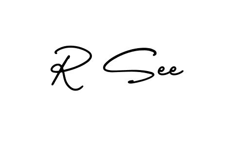 The best way (AmerikaSignatureDemo-Regular) to make a short signature is to pick only two or three words in your name. The name R See include a total of six letters. For converting this name. R See signature style 3 images and pictures png