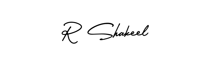 Design your own signature with our free online signature maker. With this signature software, you can create a handwritten (AmerikaSignatureDemo-Regular) signature for name R Shakeel. R Shakeel signature style 3 images and pictures png