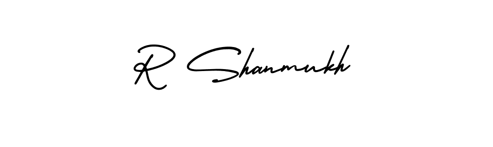 You should practise on your own different ways (AmerikaSignatureDemo-Regular) to write your name (R Shanmukh) in signature. don't let someone else do it for you. R Shanmukh signature style 3 images and pictures png