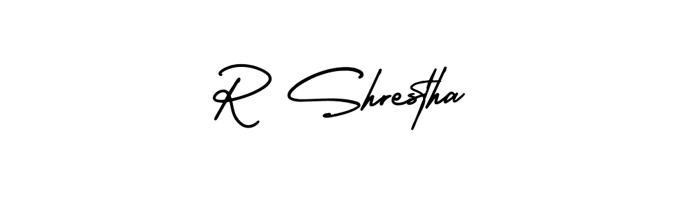 Similarly AmerikaSignatureDemo-Regular is the best handwritten signature design. Signature creator online .You can use it as an online autograph creator for name R Shrestha. R Shrestha signature style 3 images and pictures png