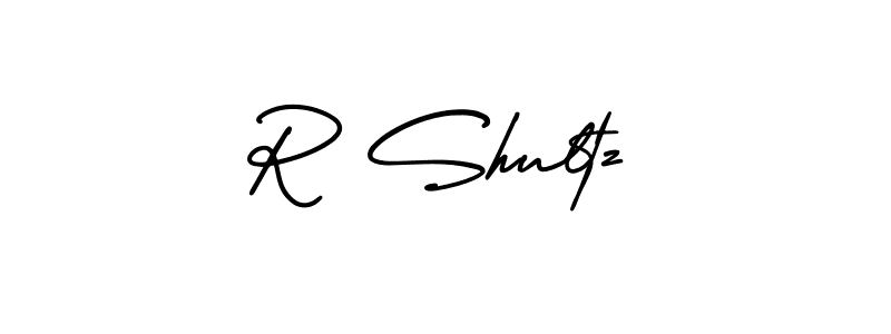 The best way (AmerikaSignatureDemo-Regular) to make a short signature is to pick only two or three words in your name. The name R Shultz include a total of six letters. For converting this name. R Shultz signature style 3 images and pictures png