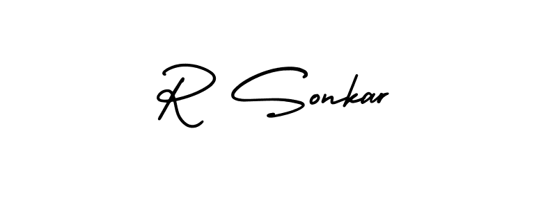 This is the best signature style for the R Sonkar name. Also you like these signature font (AmerikaSignatureDemo-Regular). Mix name signature. R Sonkar signature style 3 images and pictures png