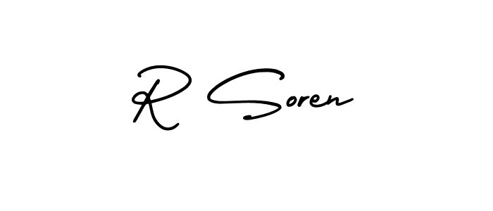The best way (AmerikaSignatureDemo-Regular) to make a short signature is to pick only two or three words in your name. The name R Soren include a total of six letters. For converting this name. R Soren signature style 3 images and pictures png
