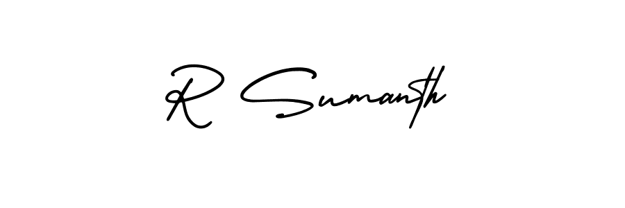 Similarly AmerikaSignatureDemo-Regular is the best handwritten signature design. Signature creator online .You can use it as an online autograph creator for name R Sumanth. R Sumanth signature style 3 images and pictures png