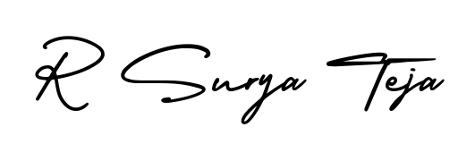 Practice writing R Surya Teja with the flow of AmerikaSignatureDemo-Regular lettering. A fantastic source of inspiration for developing your personal signature style. R Surya Teja signature style 3 images and pictures png