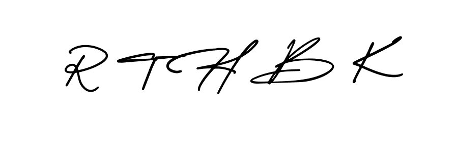 How to make R T H B K name signature. Use AmerikaSignatureDemo-Regular style for creating short signs online. This is the latest handwritten sign. R T H B K signature style 3 images and pictures png