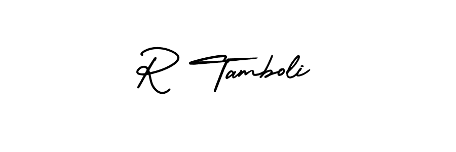 How to make R Tamboli signature? AmerikaSignatureDemo-Regular is a professional autograph style. Create handwritten signature for R Tamboli name. R Tamboli signature style 3 images and pictures png