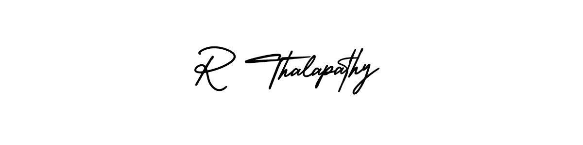 You should practise on your own different ways (AmerikaSignatureDemo-Regular) to write your name (R Thalapathy) in signature. don't let someone else do it for you. R Thalapathy signature style 3 images and pictures png