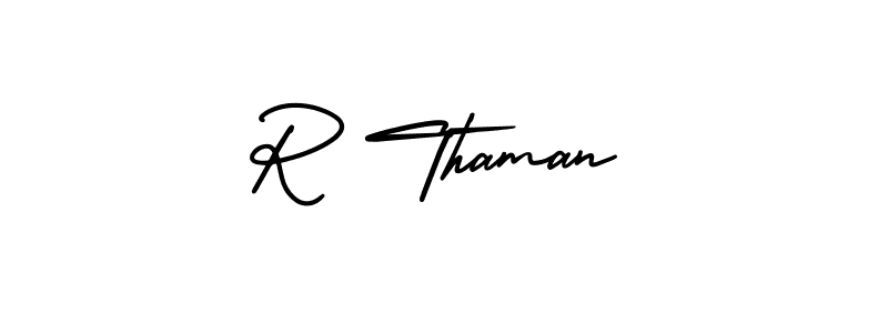 Create a beautiful signature design for name R Thaman. With this signature (AmerikaSignatureDemo-Regular) fonts, you can make a handwritten signature for free. R Thaman signature style 3 images and pictures png