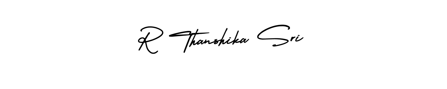 Similarly AmerikaSignatureDemo-Regular is the best handwritten signature design. Signature creator online .You can use it as an online autograph creator for name R Thanshika Sri. R Thanshika Sri signature style 3 images and pictures png