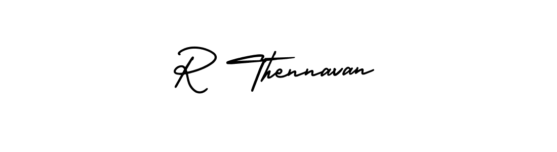 The best way (AmerikaSignatureDemo-Regular) to make a short signature is to pick only two or three words in your name. The name R Thennavan include a total of six letters. For converting this name. R Thennavan signature style 3 images and pictures png