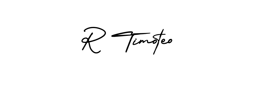 How to make R Timoteo name signature. Use AmerikaSignatureDemo-Regular style for creating short signs online. This is the latest handwritten sign. R Timoteo signature style 3 images and pictures png