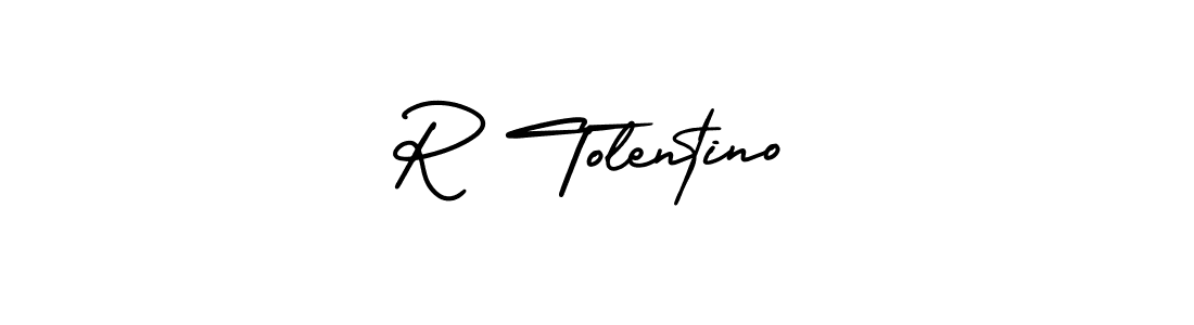 The best way (AmerikaSignatureDemo-Regular) to make a short signature is to pick only two or three words in your name. The name R Tolentino include a total of six letters. For converting this name. R Tolentino signature style 3 images and pictures png