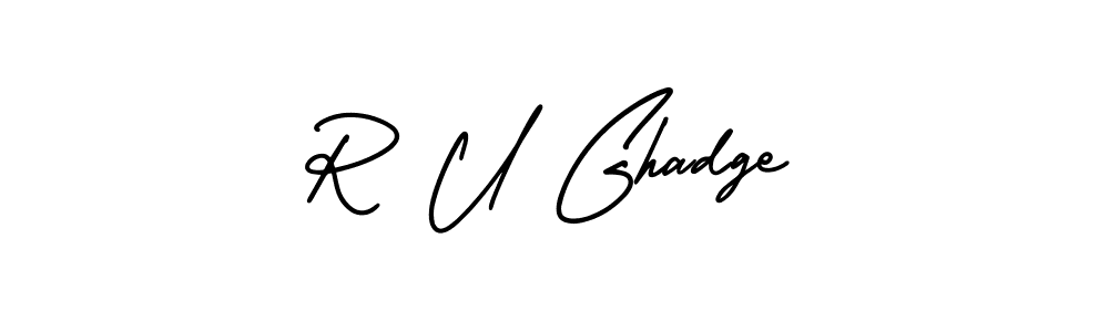 Also You can easily find your signature by using the search form. We will create R U Ghadge name handwritten signature images for you free of cost using AmerikaSignatureDemo-Regular sign style. R U Ghadge signature style 3 images and pictures png