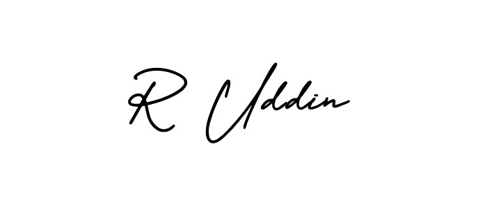 You should practise on your own different ways (AmerikaSignatureDemo-Regular) to write your name (R Uddin) in signature. don't let someone else do it for you. R Uddin signature style 3 images and pictures png