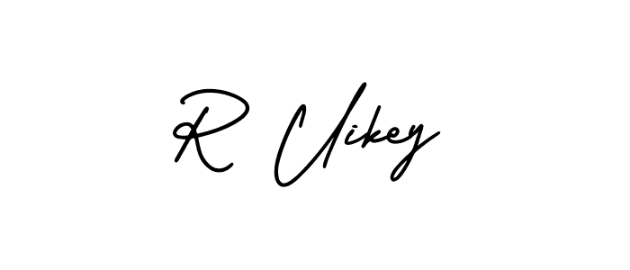 The best way (AmerikaSignatureDemo-Regular) to make a short signature is to pick only two or three words in your name. The name R Uikey include a total of six letters. For converting this name. R Uikey signature style 3 images and pictures png